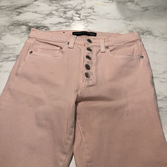 Veronica Beard Debbie Ankle Skinny High Rise Jeans 27 Button Fly Pink Stretch - Picture 4 of 14